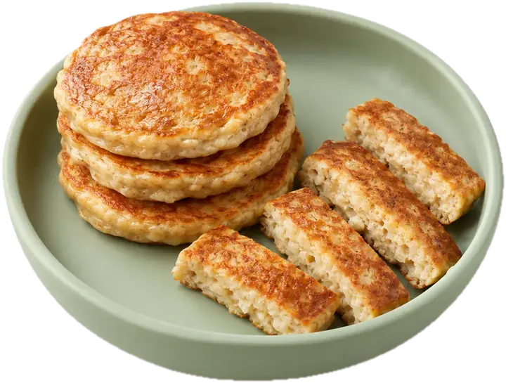 Tortitas de plátano y avena, una cortada en tiras